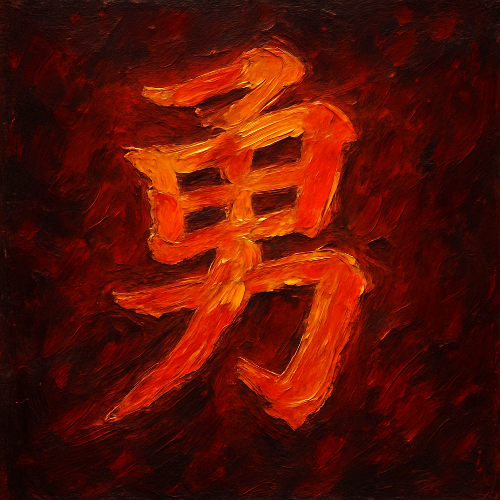勇 Impasto Kanji - Courage (Dark Red)