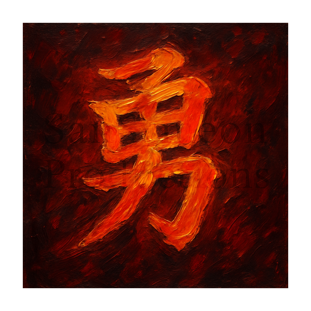 勇 Impasto Kanji - Courage (Dark Red)