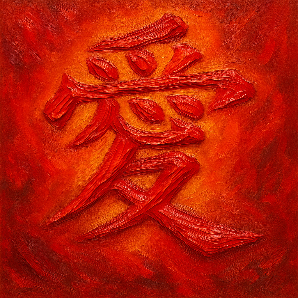 愛 Impasto Kanji - Love (Dark Red)