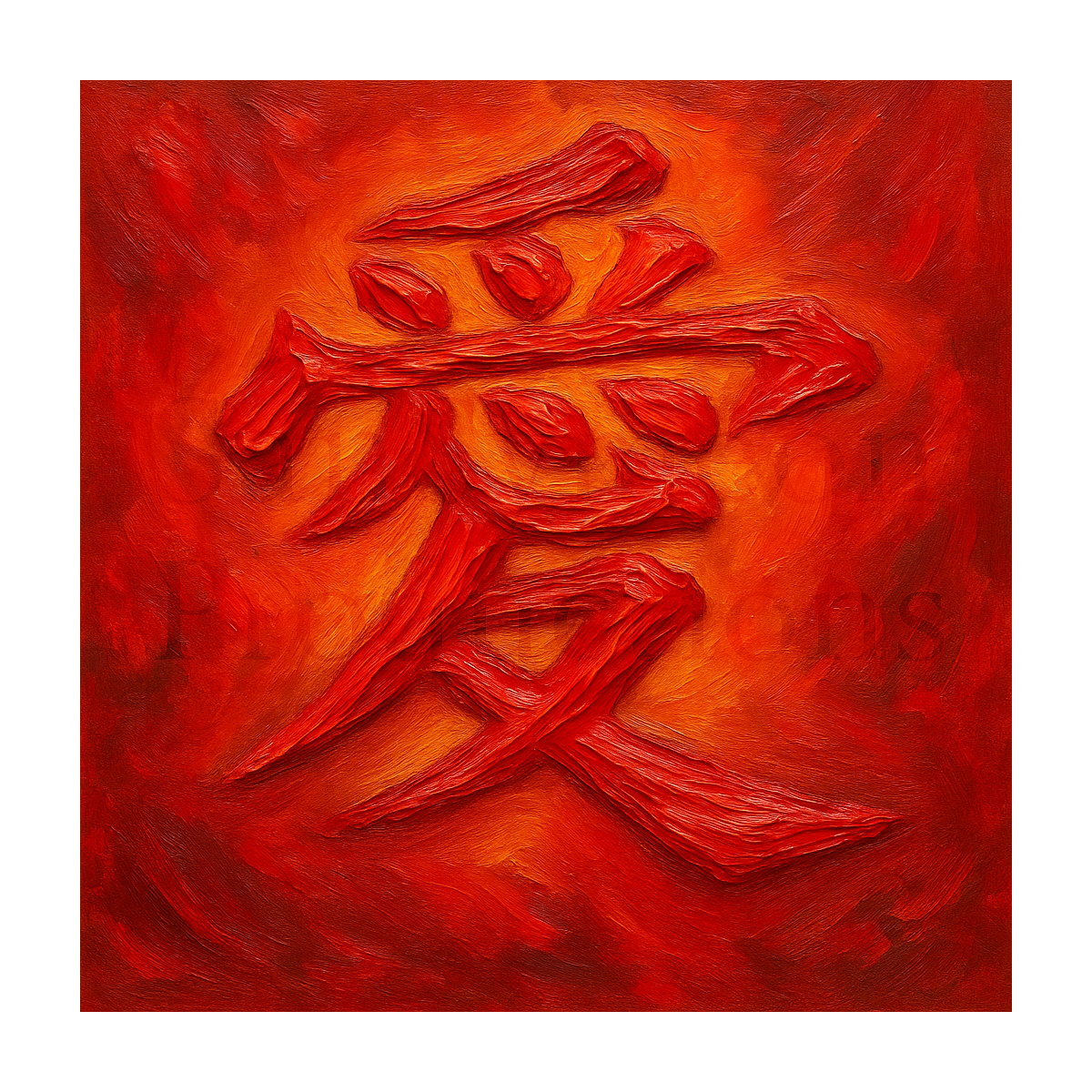 愛 Impasto Kanji - Love (Dark Red)