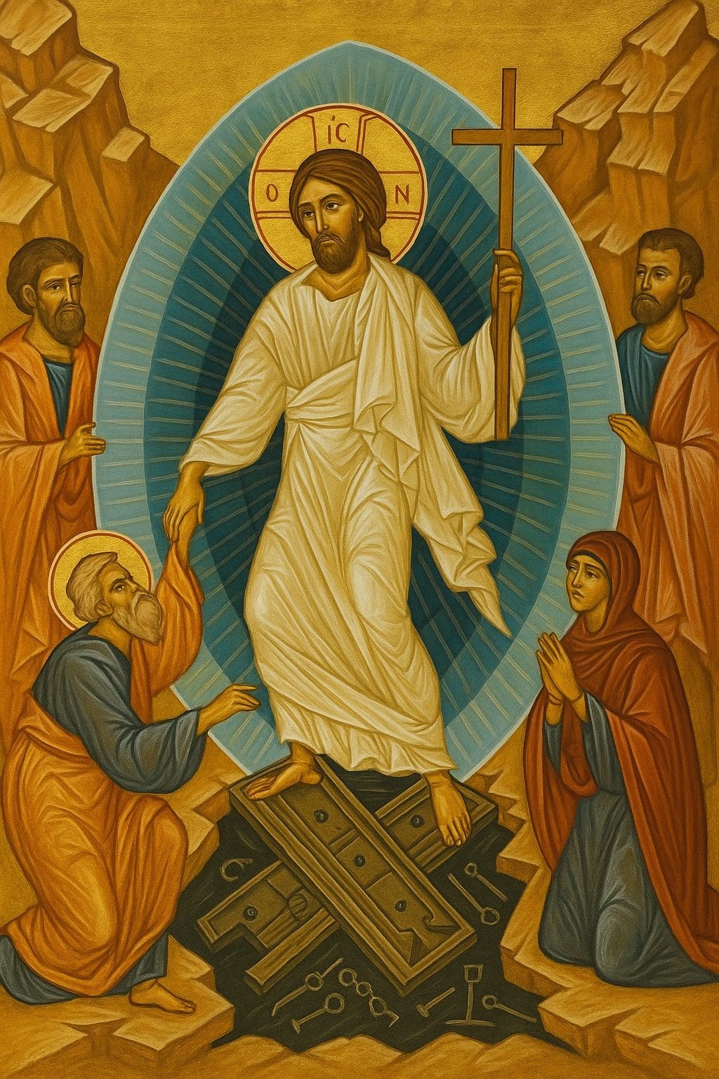 Icon of Christ Resurrecting Adam and Eve